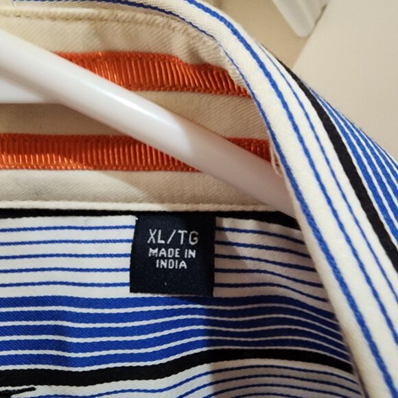 Robert Graham X Long Sleeve Flip Cuff Shirt Striped Blue XL - Picture 5 of 6